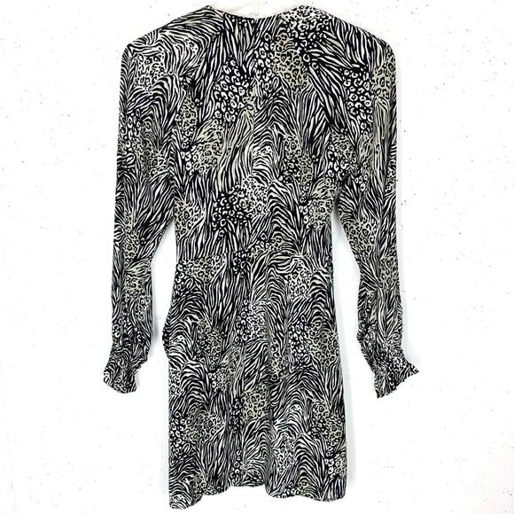 & Other Stories Flowy Leopard Print Mini Dress Puff Sleeves Side Tie Skirt 4 - Picture 4 of 16